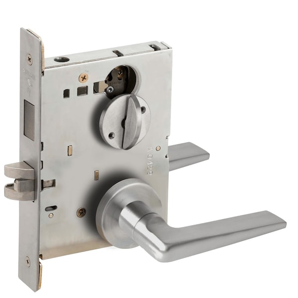 Schlage Grade 1 Privacy with Deadbolt and Coin Turn Mortise Lock, 05 Lever, A Rose, Satin Stainless Steel Fi L9444 05A 630 - main